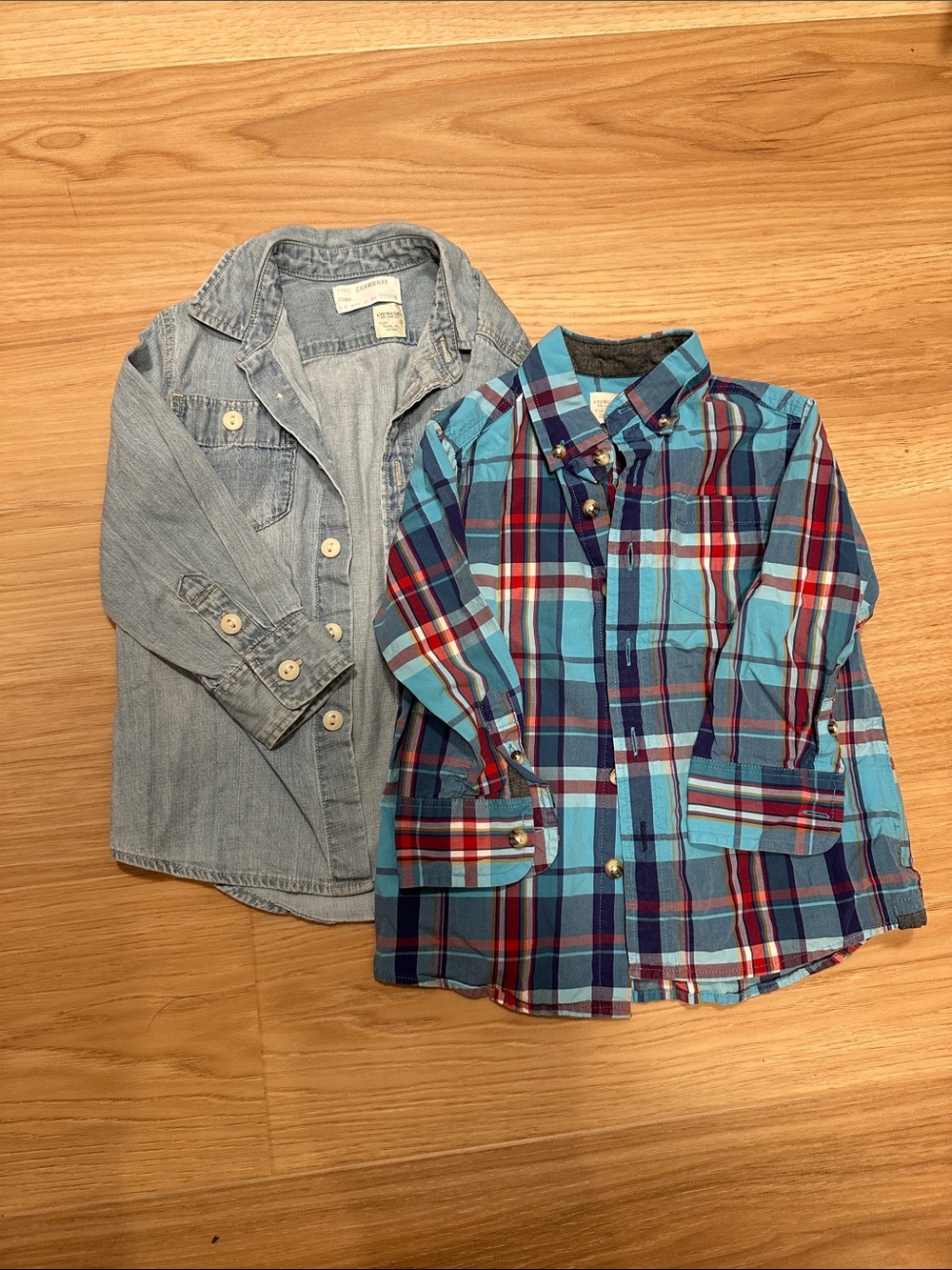 Boys Blue Plaid Button-Down Shirt and Chambray Shirt: Crewcuts